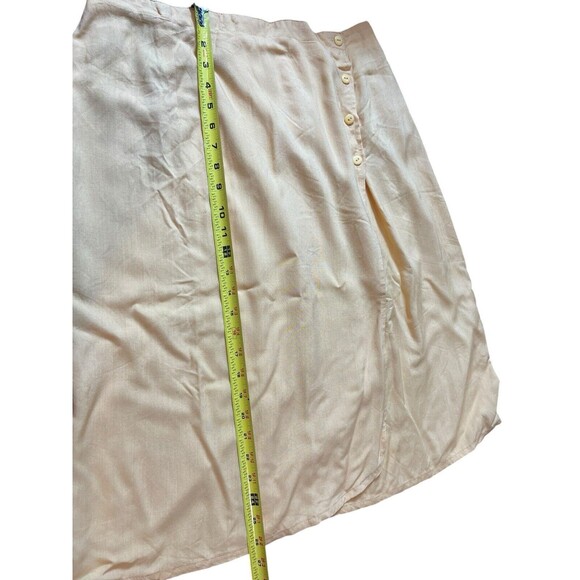 Marla Kim Vintage 90s Yellow Side Buttons Midi Modest Elastic Waist Skirt L - Picture 8 of 9